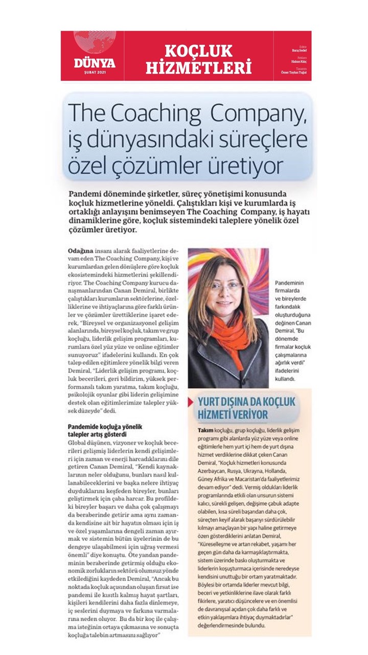 The Coaching Company, iş düyasındaki süreçlere çözümler üretiyor